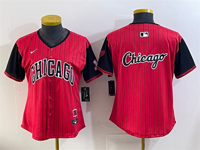Women's Chicago White Sox Team Big Logo Red/Black 2025 City Connect Limited Stitched Baseball Jersey(Run Small) 002
